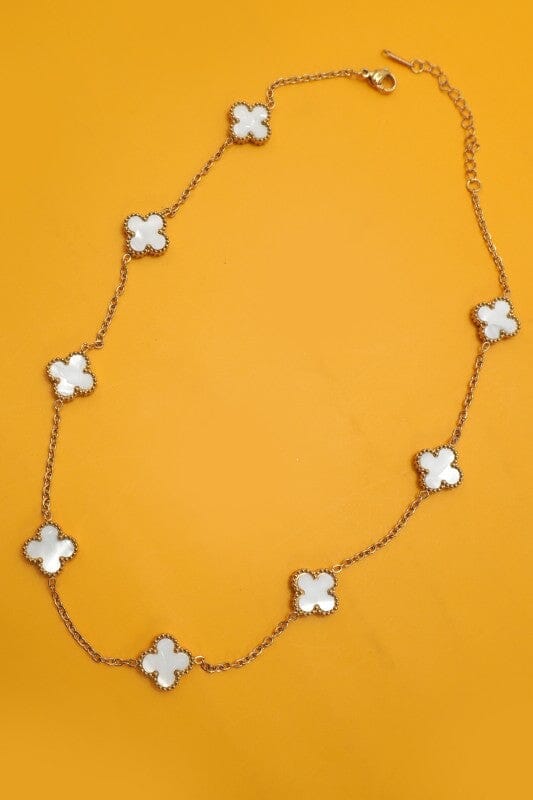 White 18k Dipped Clover Necklace