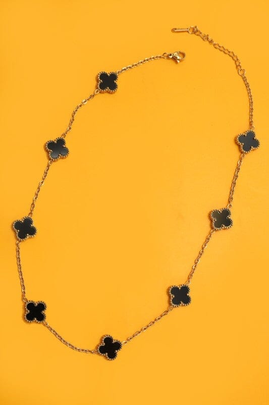 Black 18k Dipped Clover Necklace
