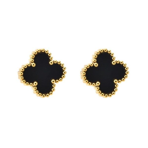 Black Vintage-Inspired Clover Stud Earrings