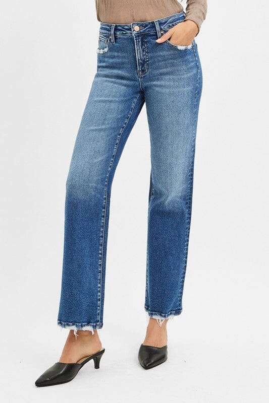 RISEN Tummy Control High Rise Ankle Straight Jeans