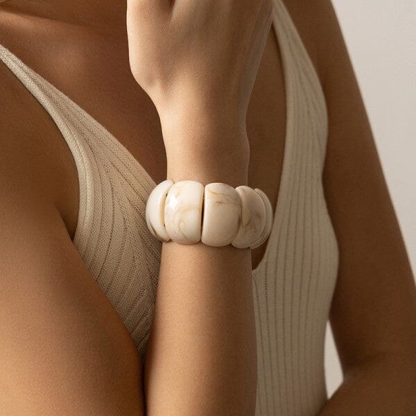 Ivory Acrylic Stretch Cord Bracelet