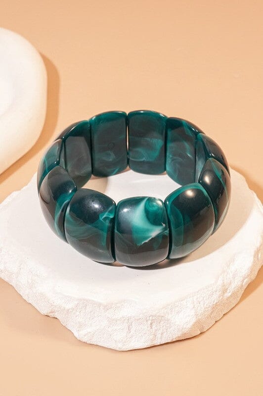 Teal Acrylic Stretch Cord Bracelet