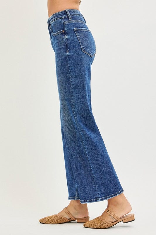RISEN Sculpt & Straight: High-Rise Tummy Control Ankle Jeans - Dark Wash