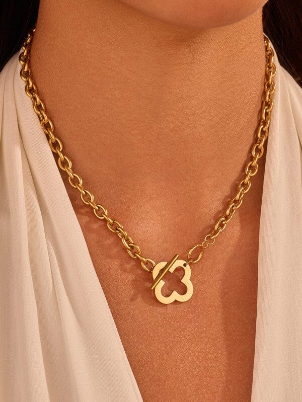 Gold 18k Dipped Clover Necklace