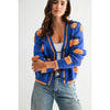 CJW26759 CARDIGAN WITH TEXTURED ORANGE ACCENTS: BLUE/LT. ORANGE / S-M-L(3-2-1)