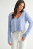 Blue Scallop Cable Knit Cardigan