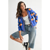 CJW26759 CARDIGAN WITH TEXTURED ORANGE ACCENTS: BLUE/LT. ORANGE / S-M-L(3-2-1)