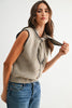 TIE NECK BUTTON FRONT SWEATER VEST - CWJ25822: OATMEAL/NAVY / S-M-L (3-2-1)