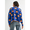 CJW26759 CARDIGAN WITH TEXTURED ORANGE ACCENTS: BLUE/LT. ORANGE / S-M-L(3-2-1)