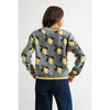 LEMON PETTERN BUTTON-UP CARDIGAN: HEATHER GREY/YELLOW MULTI / S-M-L(3-2-1)