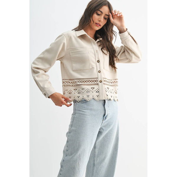 LASERCUT DETAILING JACKET: STONE / S-M-L(3-2-1)