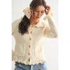 RUFFLED KNIT CARDIGAN: IVORY / S-M-L(3-2-1)