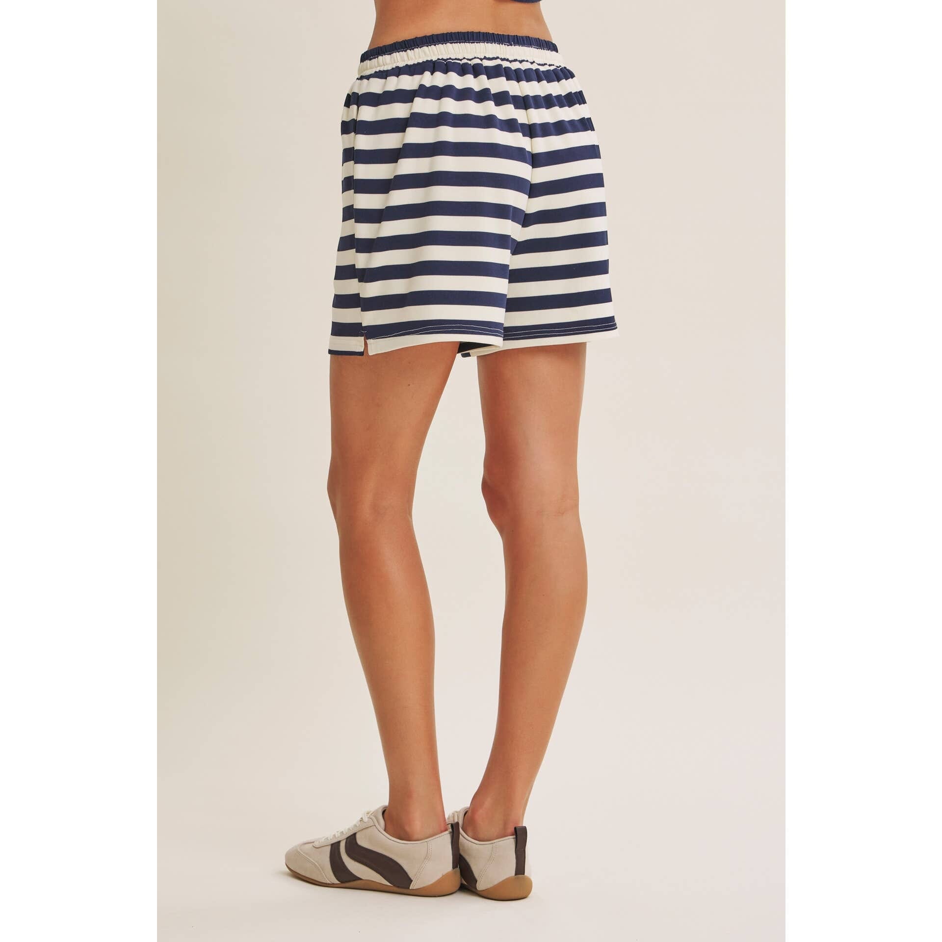 Coastal Stripe French Terry Lounge Shorts - Ultra-Soft Relaxed Fit