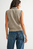 TIE NECK BUTTON FRONT SWEATER VEST - CWJ25822: OATMEAL/NAVY / S-M-L (3-2-1)