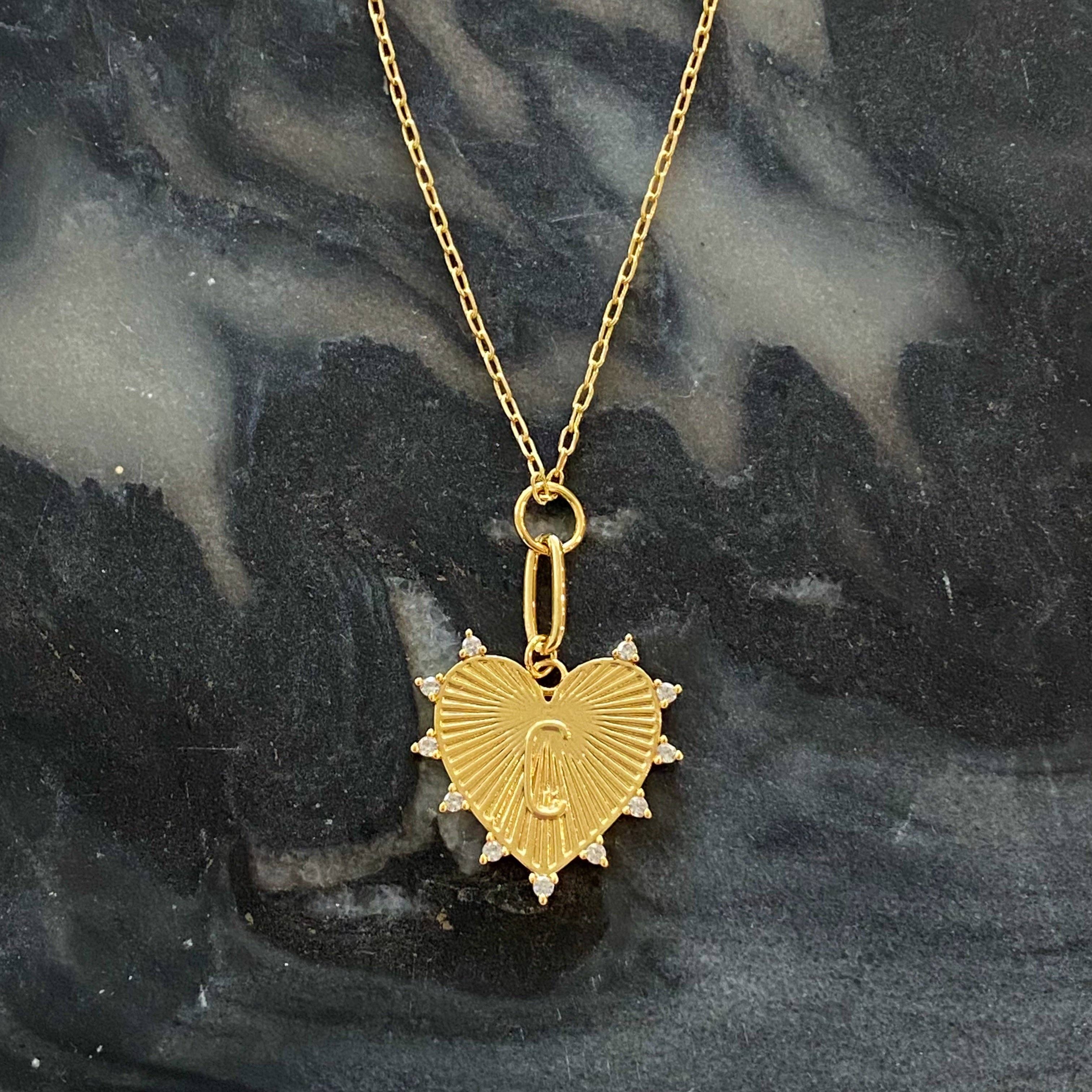 Gold Initial Heart Necklace