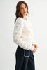 TEXTURED KNIT BUTTON FRONT CARDIGAN - CWT26598: CREAM / S-M-L (3-2-1)