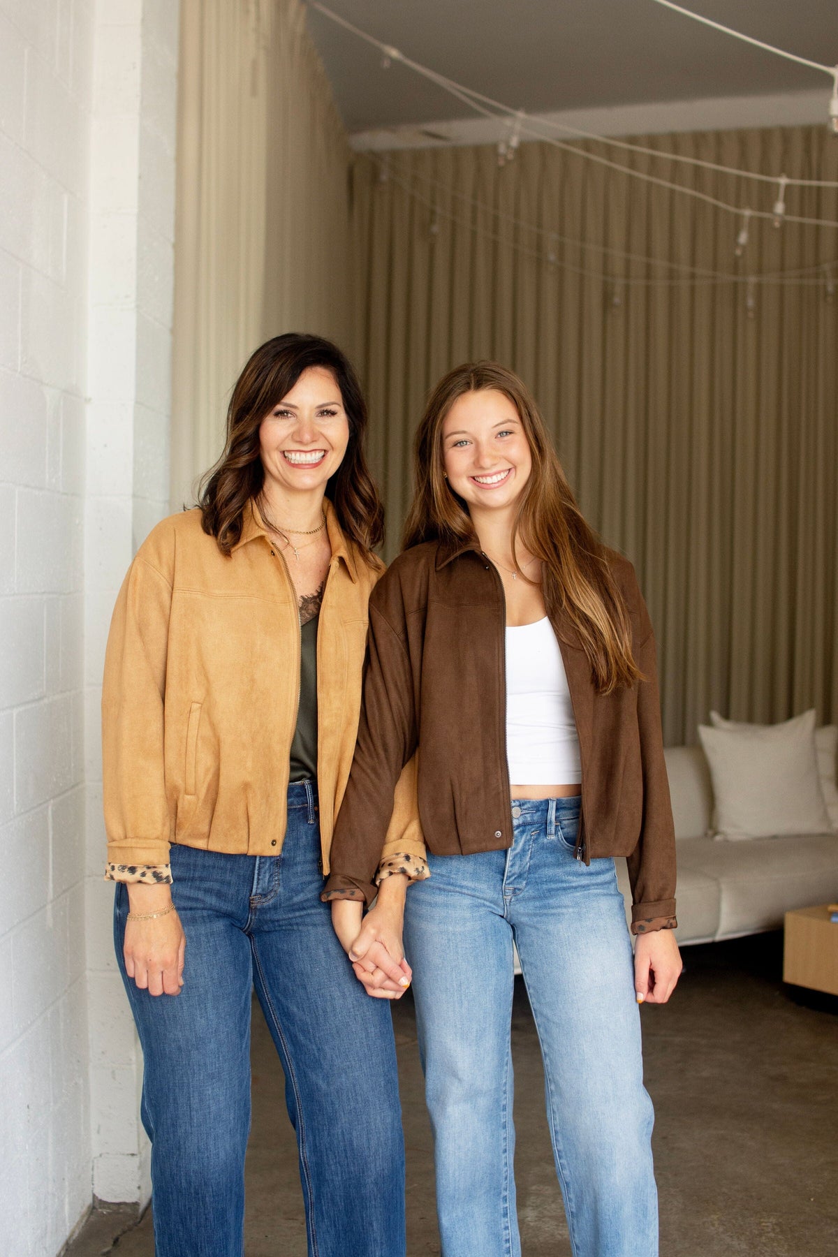 Luxe Faux Suede Gathered Hem Cropped Jacket - Camel