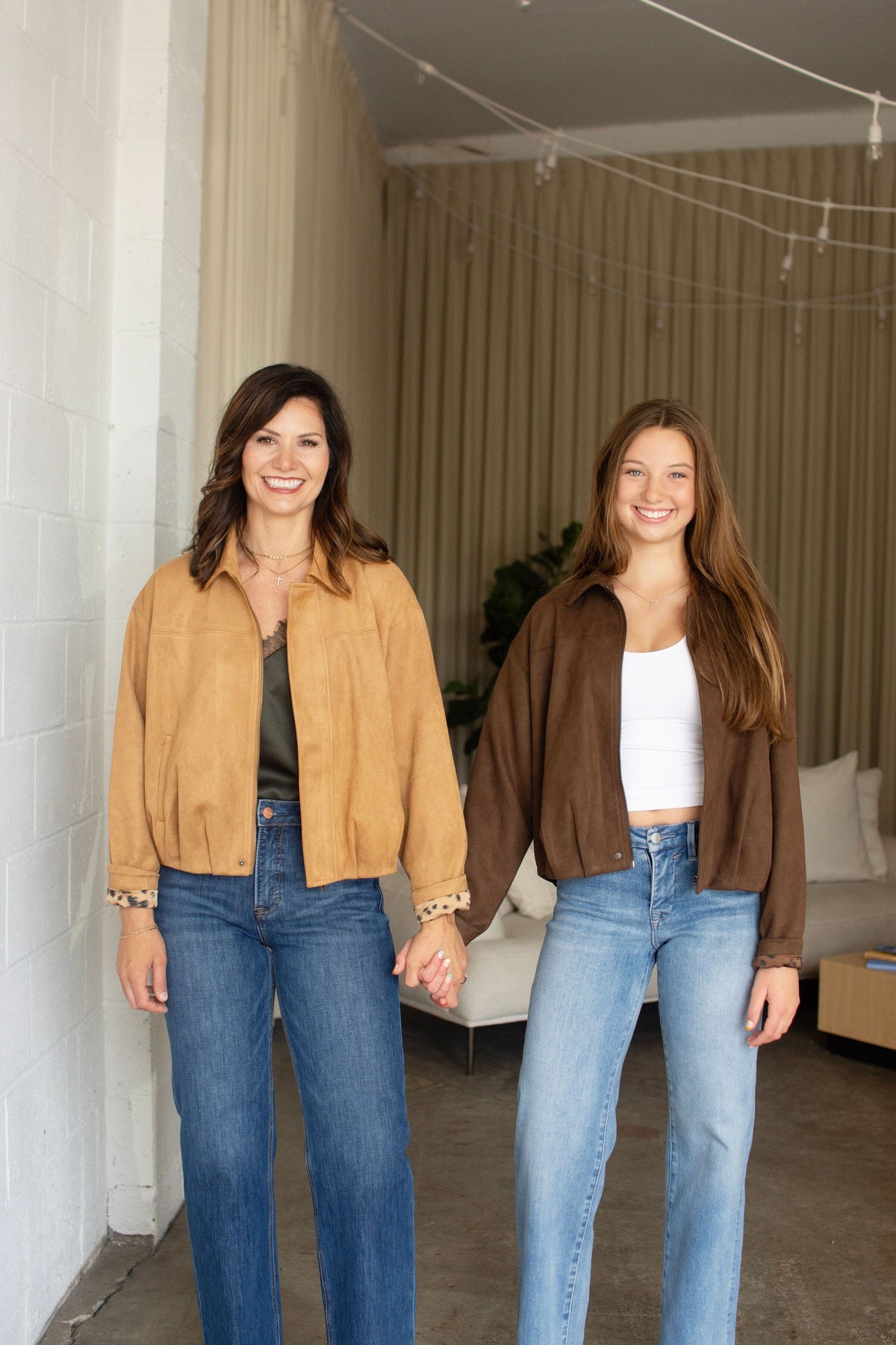 Luxe Faux Suede Gathered Hem Cropped Jacket - Dark Brown