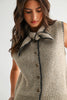 TIE NECK BUTTON FRONT SWEATER VEST - CWJ25822: OATMEAL/NAVY / S-M-L (3-2-1)