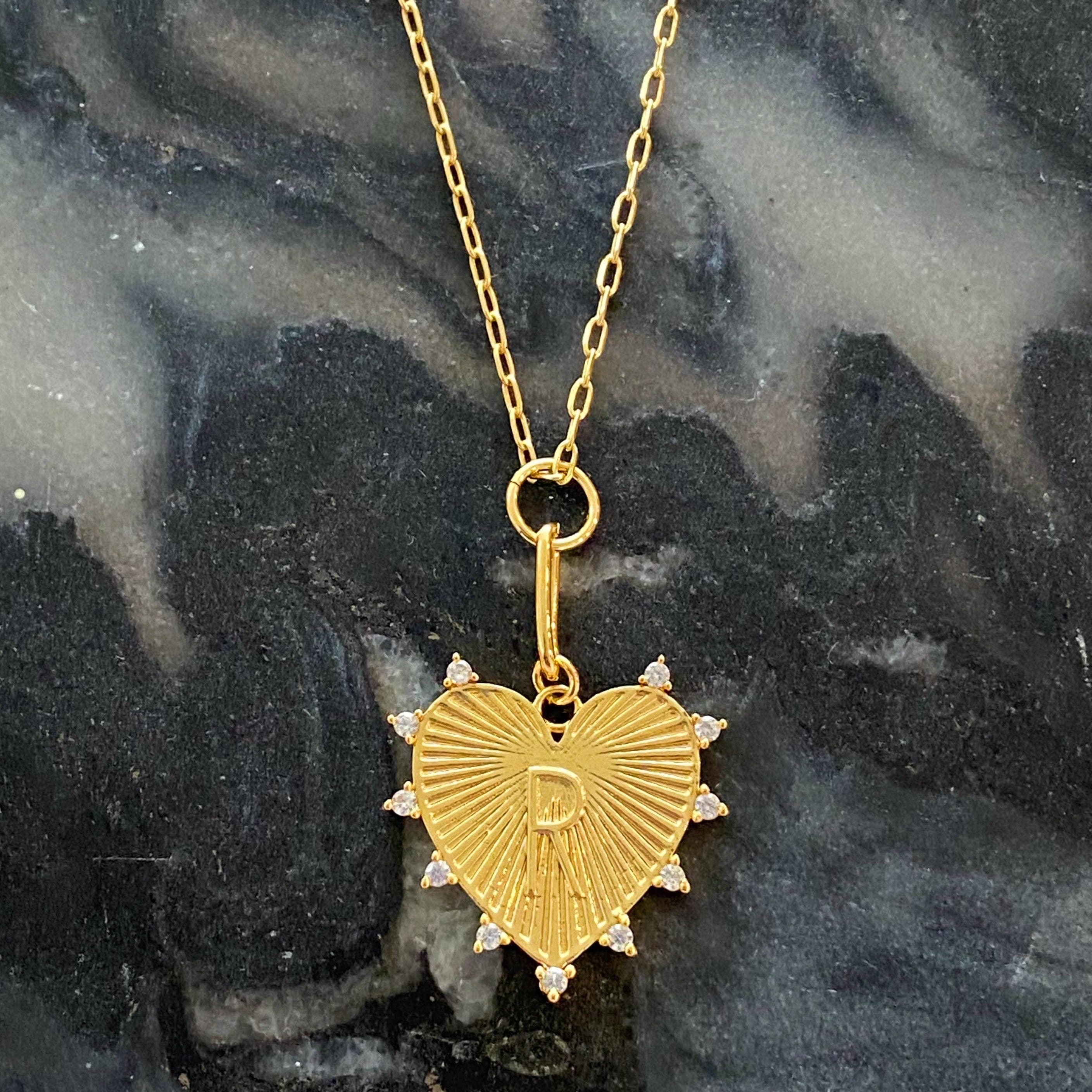 Gold Initial Heart Necklace