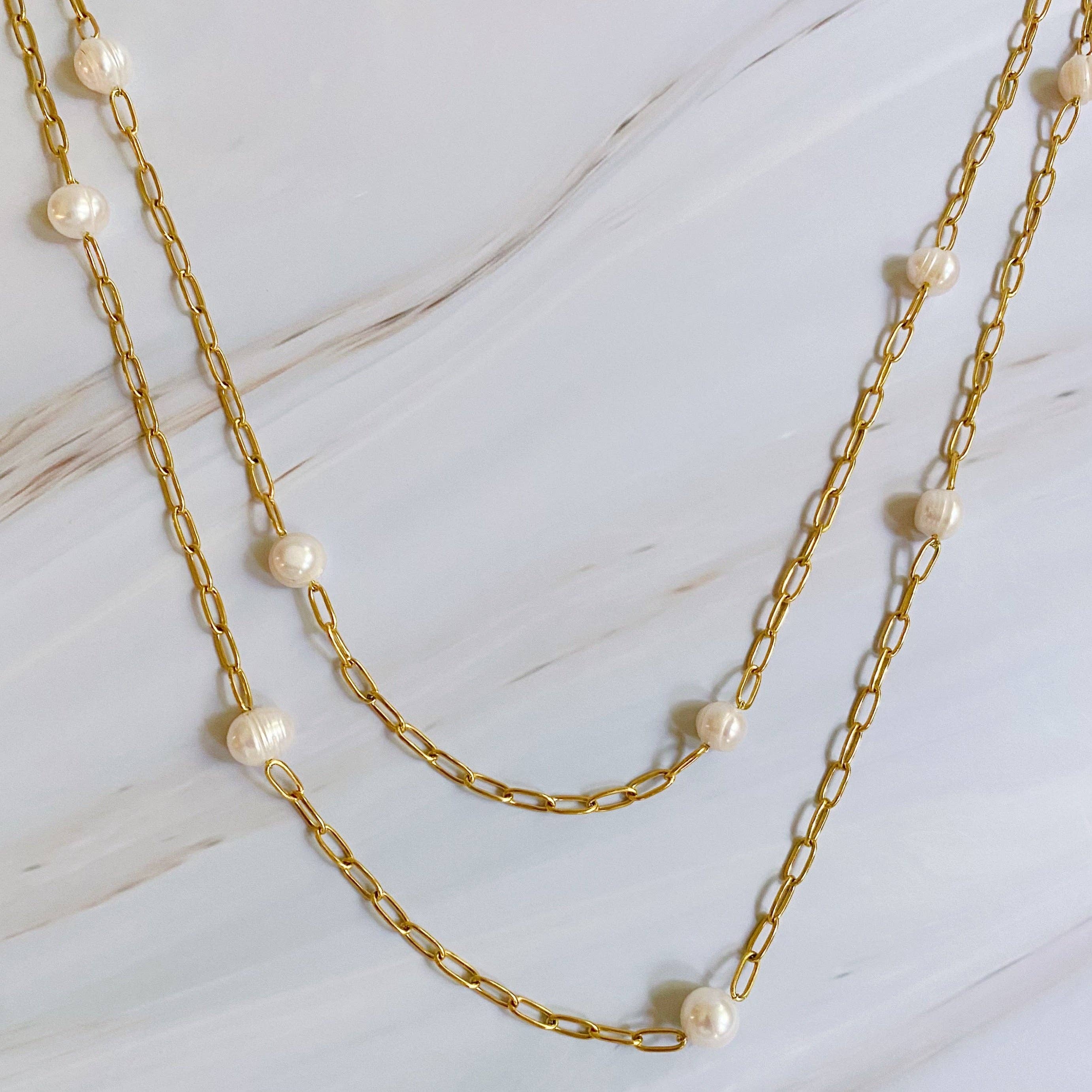 Freshwater Pearl Long Chain Necklace: Daily Elegance