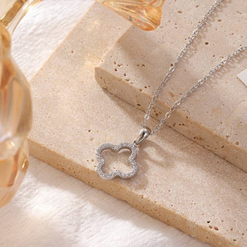 Silver Tarnish Free Clover Necklace