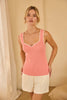 Heart Neck Sweater Tank With Contrast: Coral White / XS