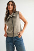 TIE NECK BUTTON FRONT SWEATER VEST - CWJ25822: OATMEAL/NAVY / S-M-L (3-2-1)