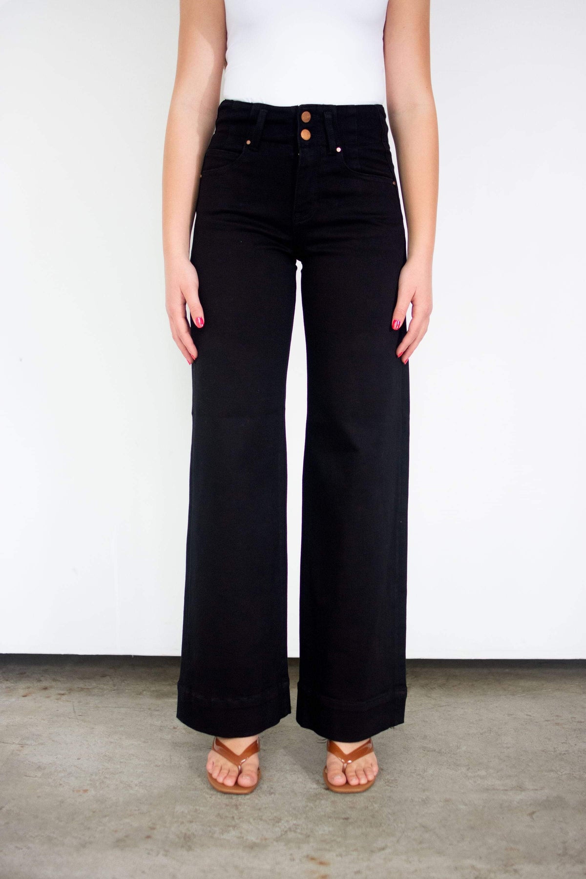 RISEN Black High Rise Wide Leg Jeans