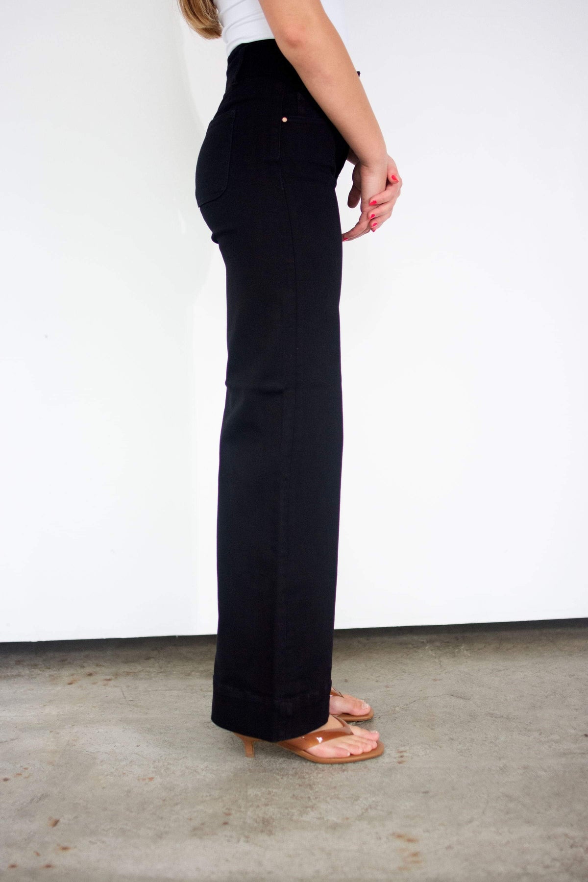RISEN Black High Rise Wide Leg Jeans