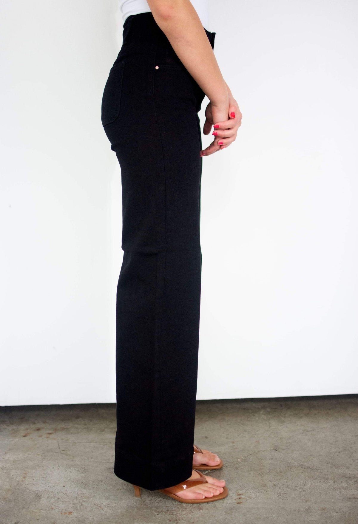 RISEN Black High Rise Wide Leg Jeans