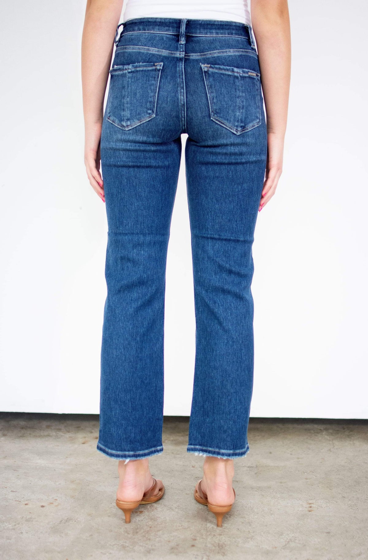 RISEN Tummy Control High Rise Ankle Straight Leg Jeans