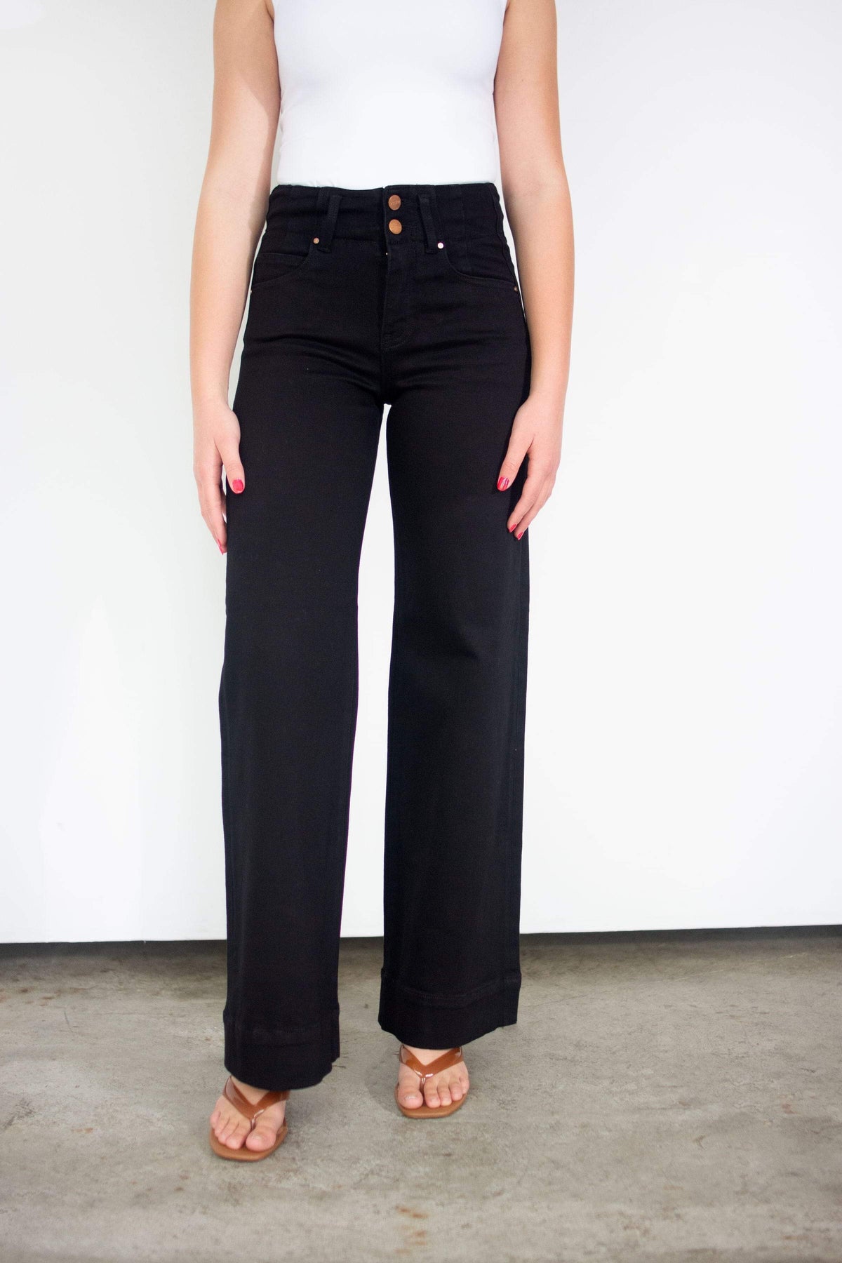RISEN Black High Rise Wide Leg Jeans