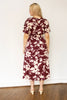 Wine Floral Print Dolman Midi Dress
