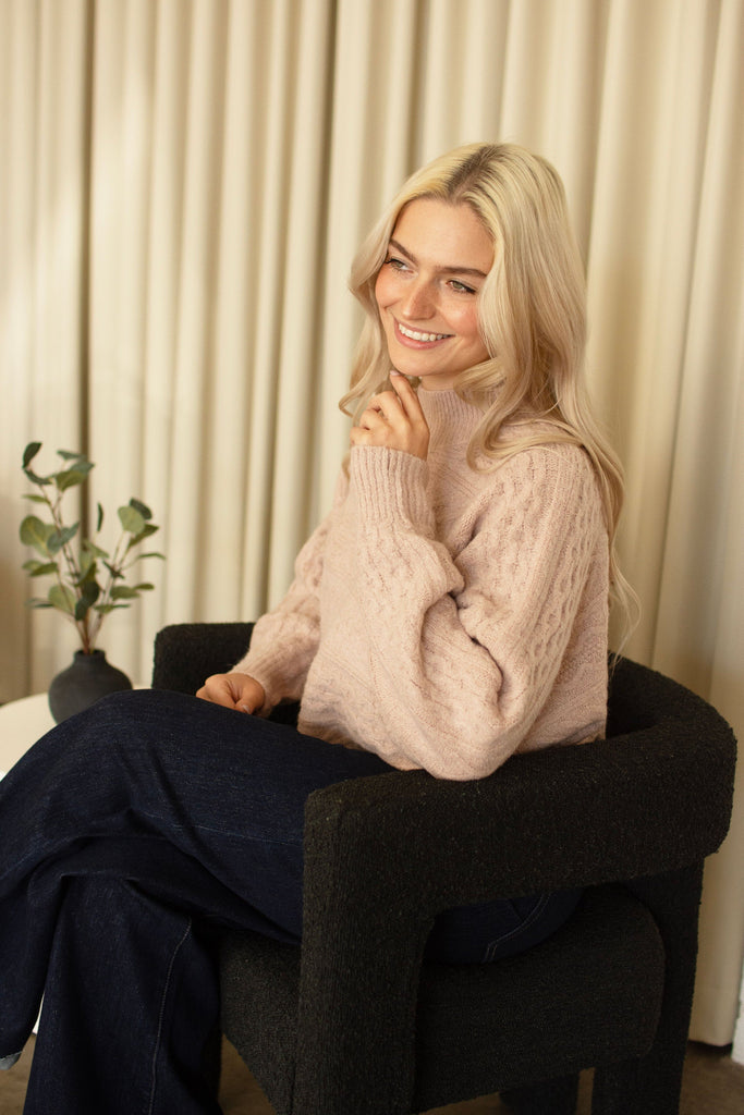 Rose Cable Knit Cropped Sweater