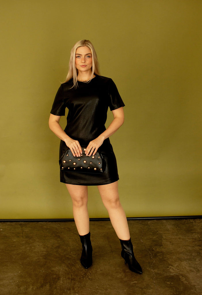 Black Faux Leather Mini Dress