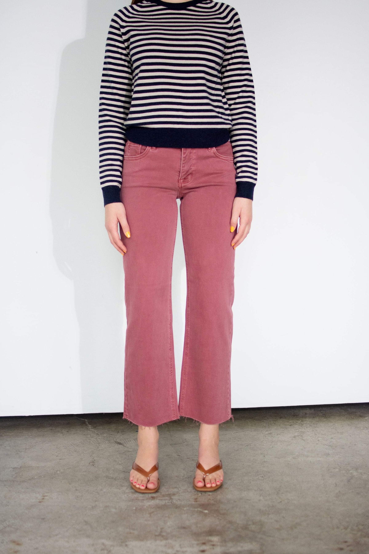 RISEN Tummy Control Mid-Rise Washed Maroon Straight Leg Jeans