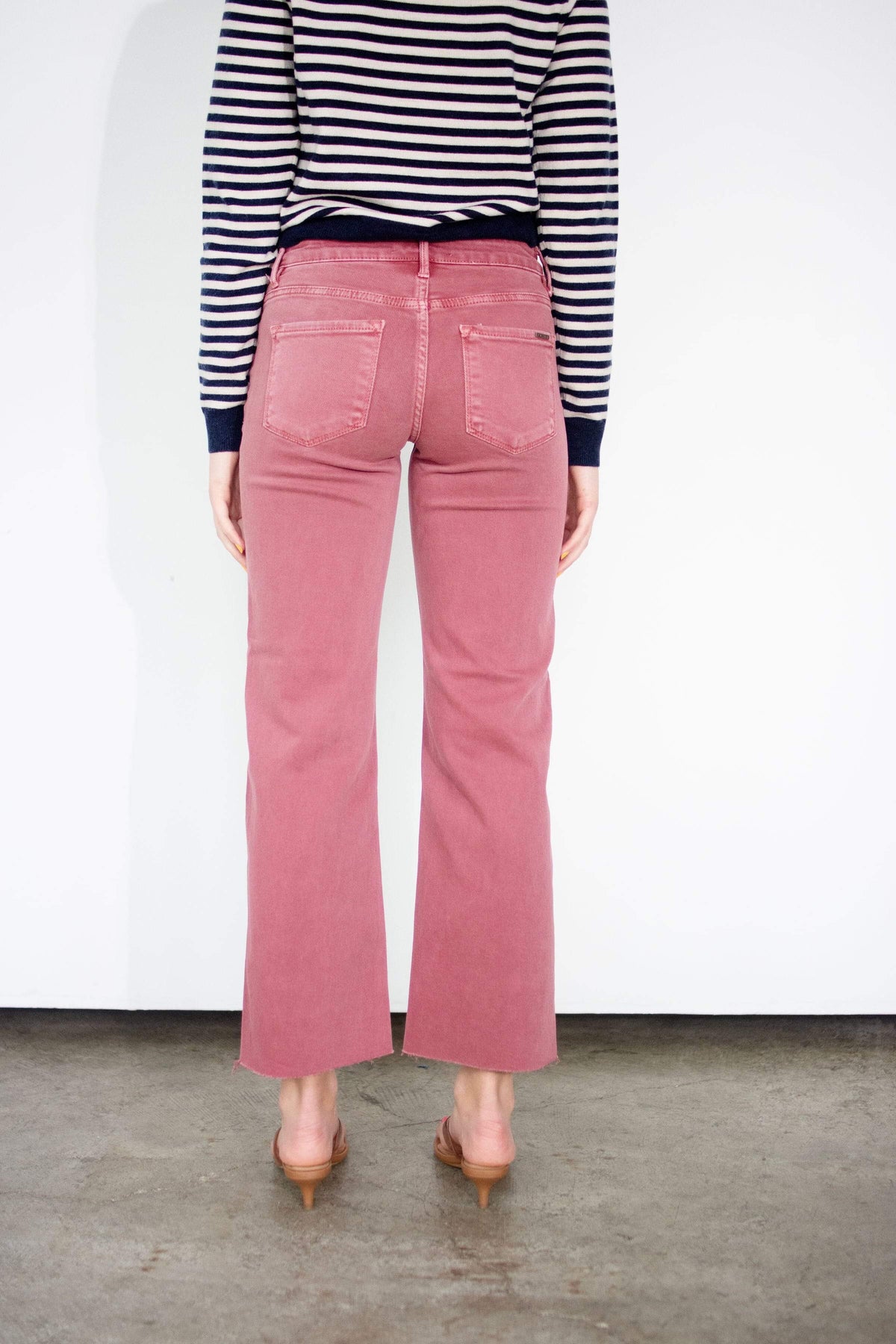 RISEN Tummy Control Mid-Rise Washed Maroon Straight Leg Jeans