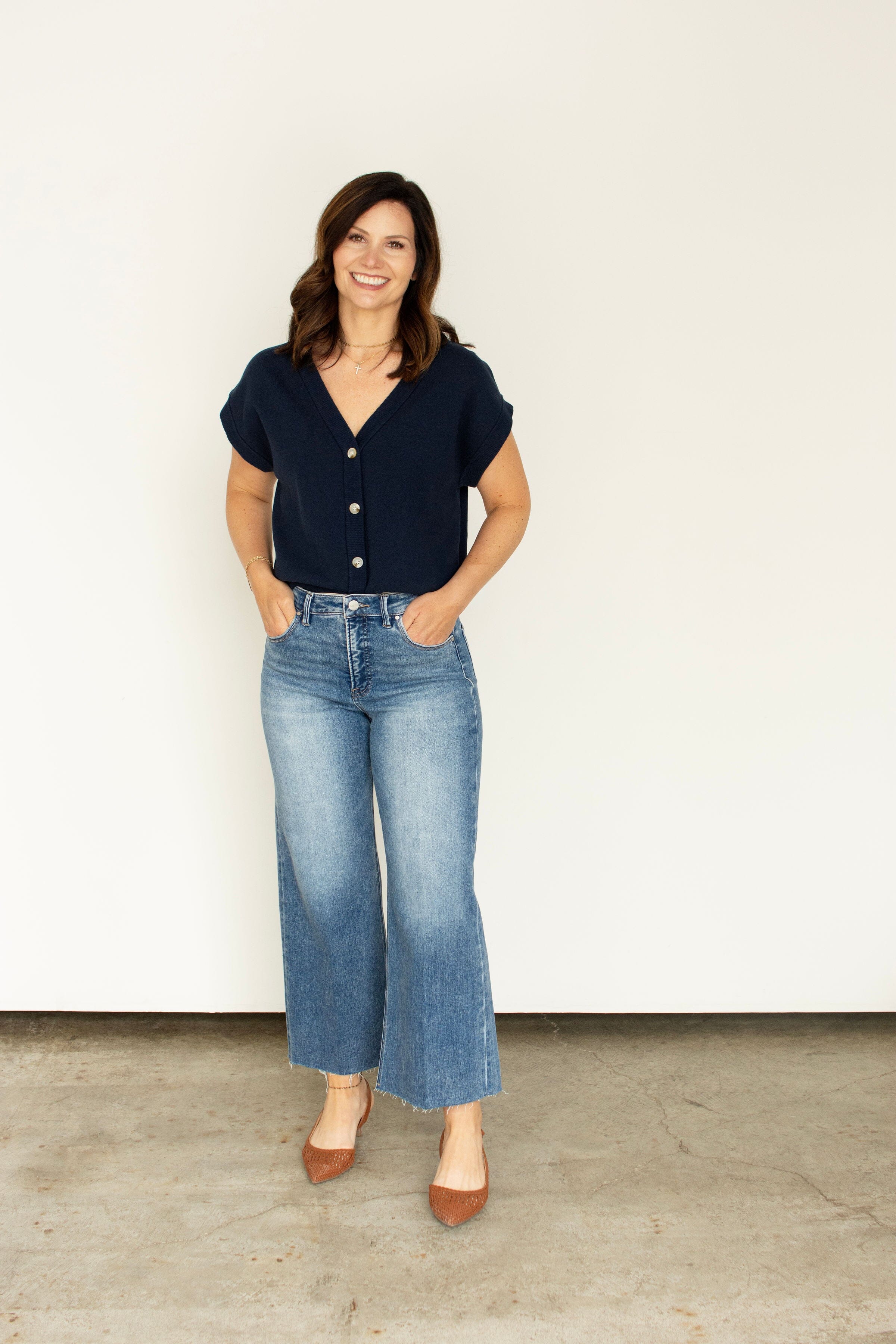 Navy Cotton Button-Front Sweater Vest | Timeless Knit Layering Essential