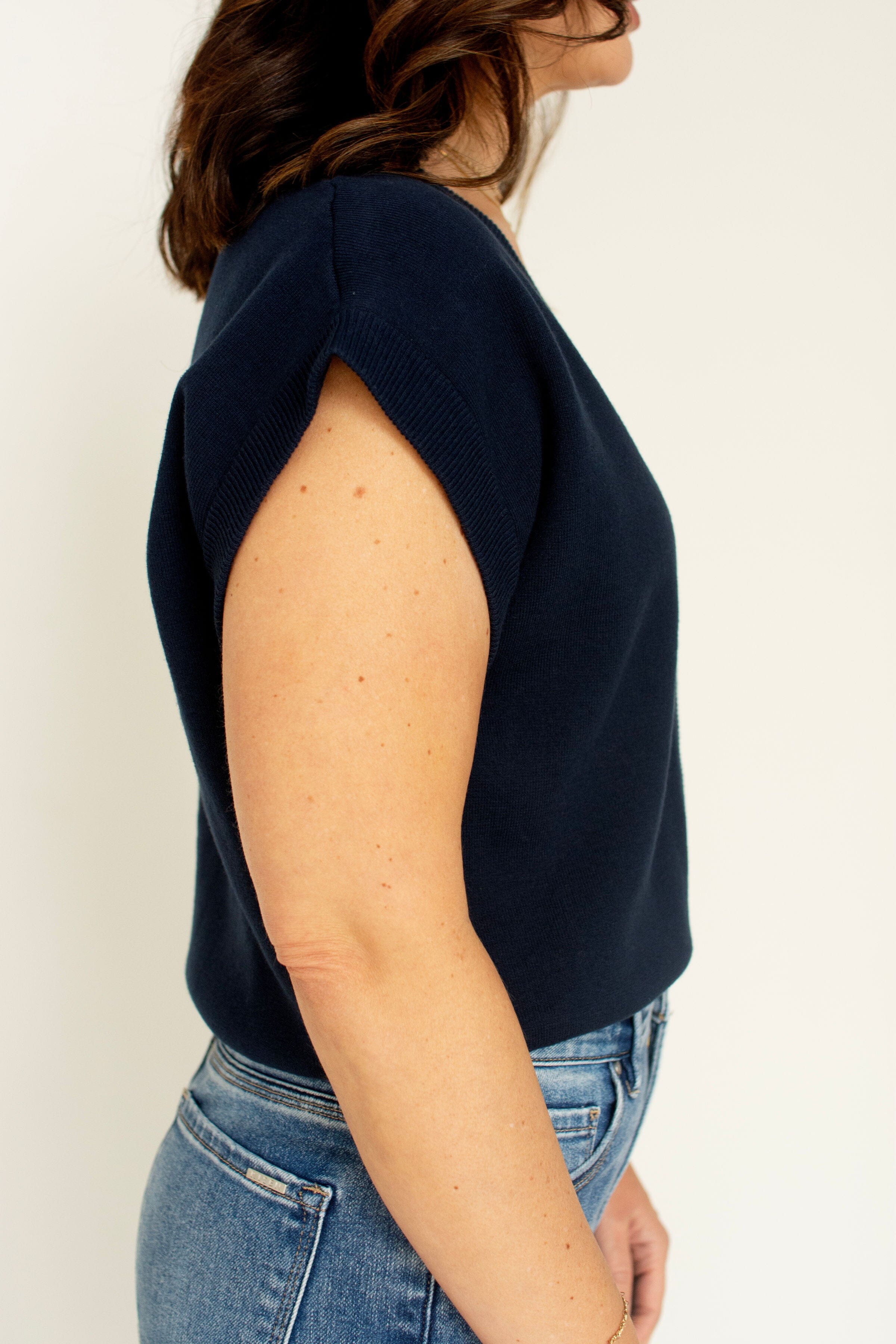 Navy Cotton Button-Front Sweater Vest | Timeless Knit Layering Essential