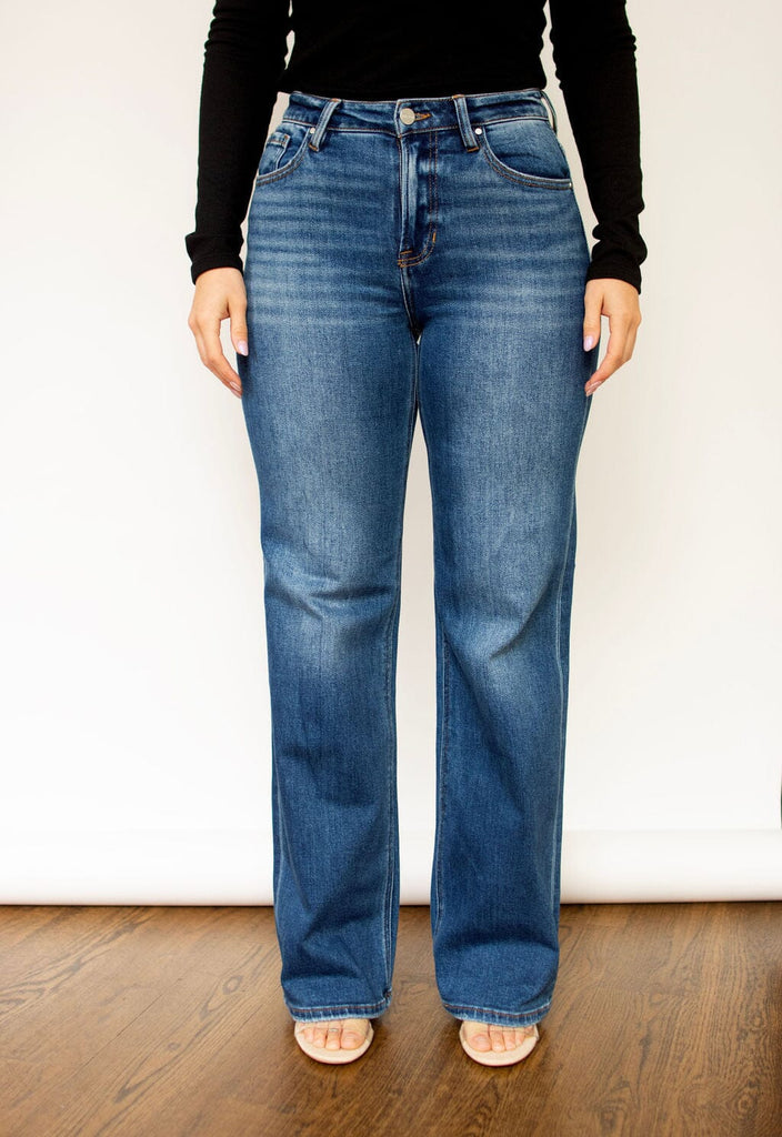 RISEN Dark Wash High Rise Straight Jeans