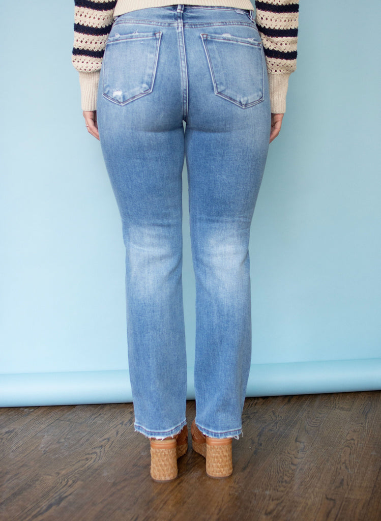 RISEN High Rise Ankle Straight Leg Jeans
