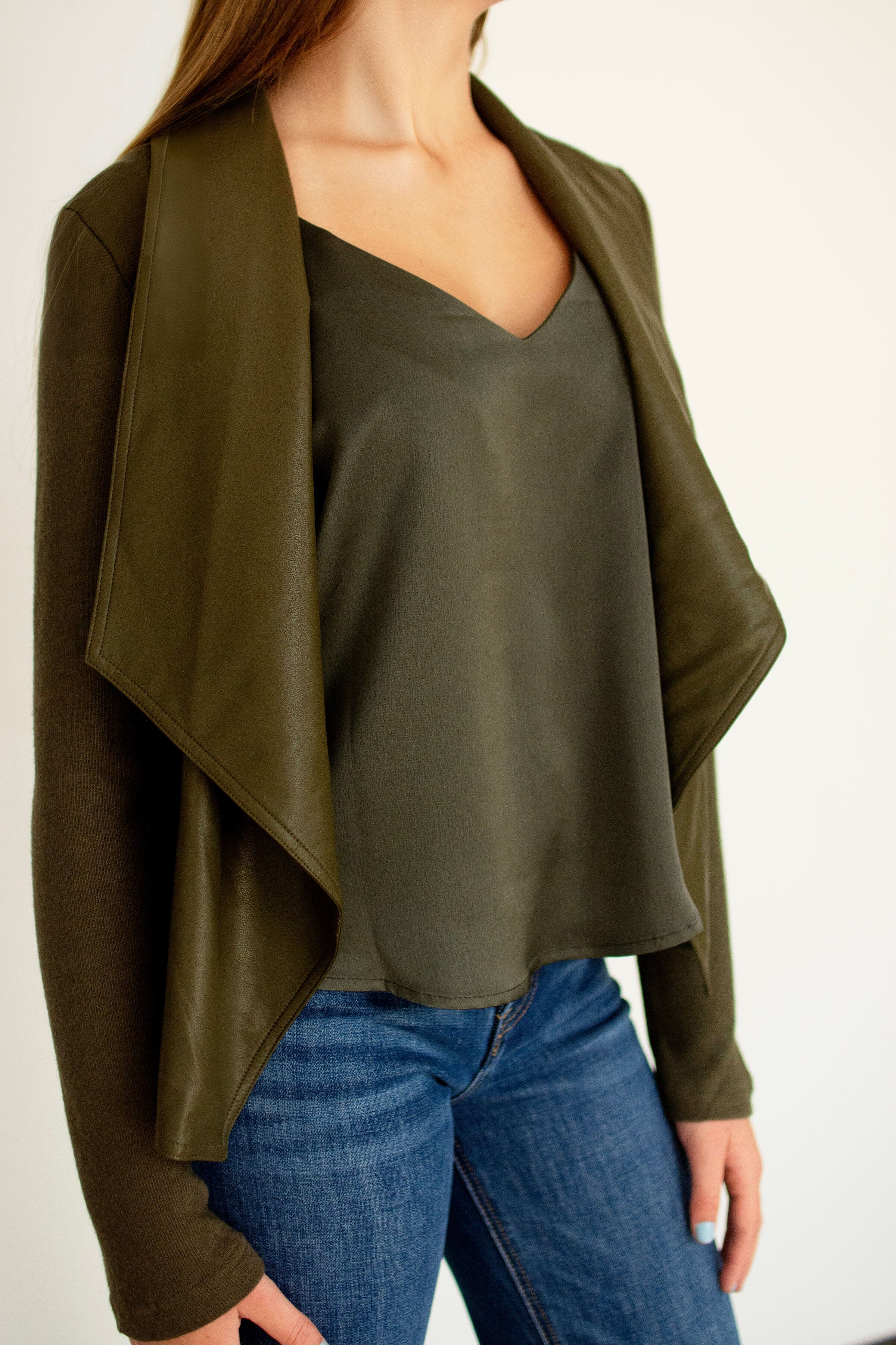 Dark Olive Two-Way Sleeveless Camisole