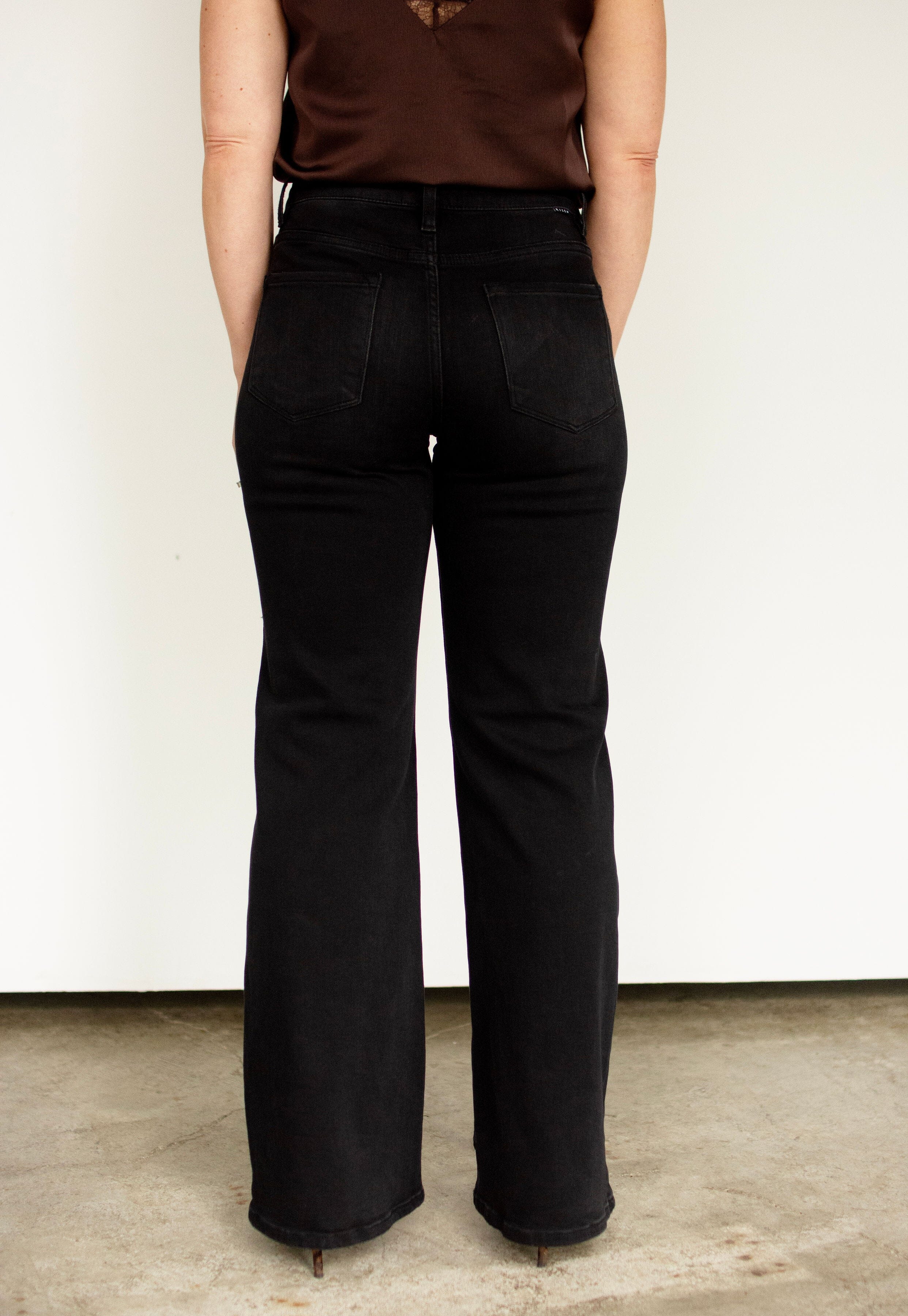 RISEN Sculpting Tummy Control High Rise Wide Leg Jeans – Midnight Black