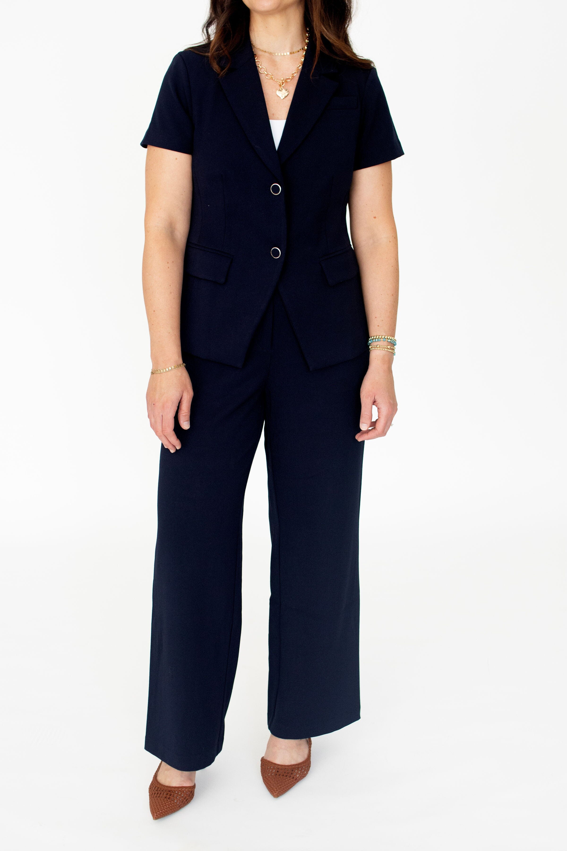 Modern Navy Tailored Short Sleeve Blazer