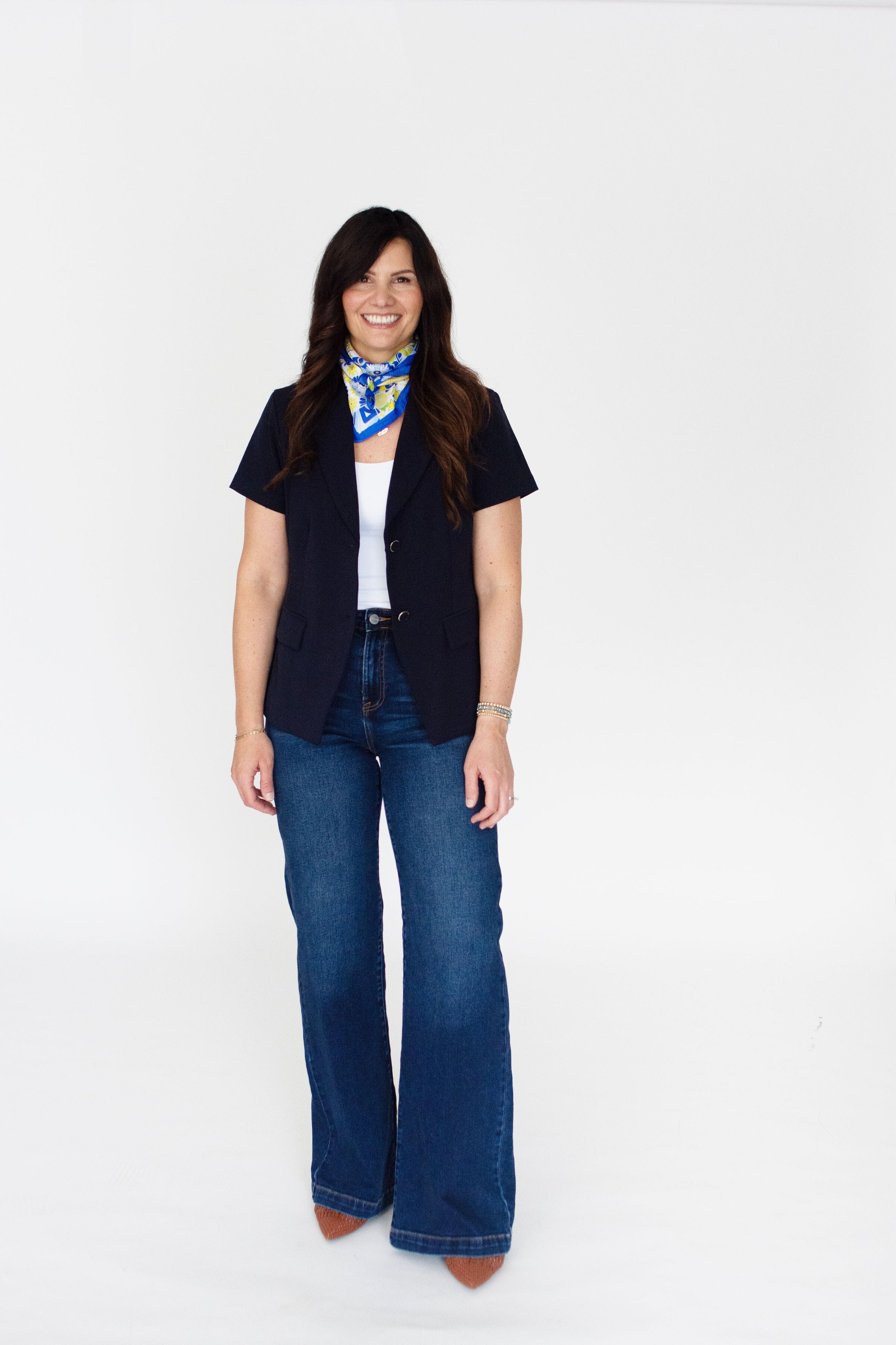 Modern Navy Tailored Short Sleeve Blazer