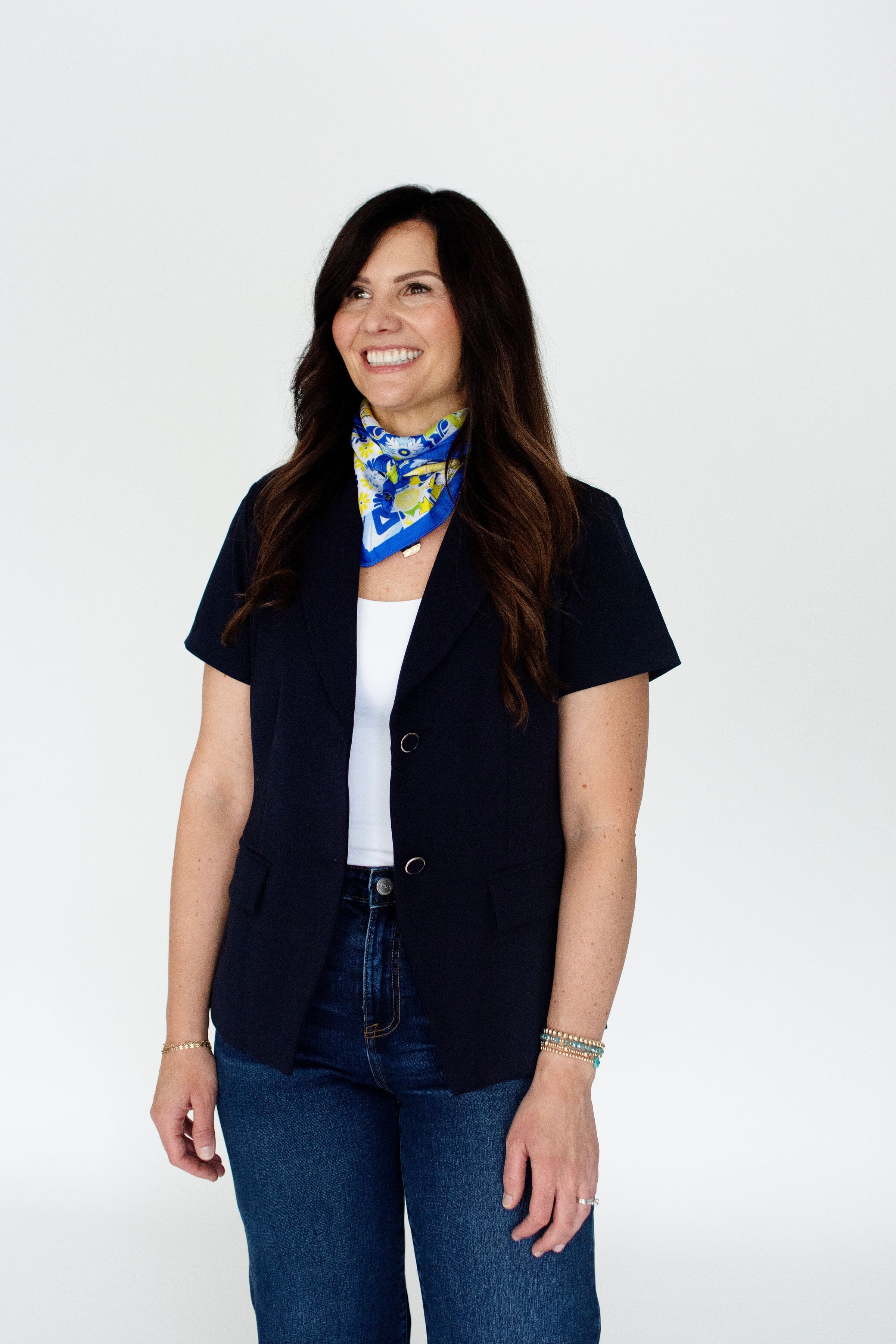 Modern Navy Tailored Short Sleeve Blazer