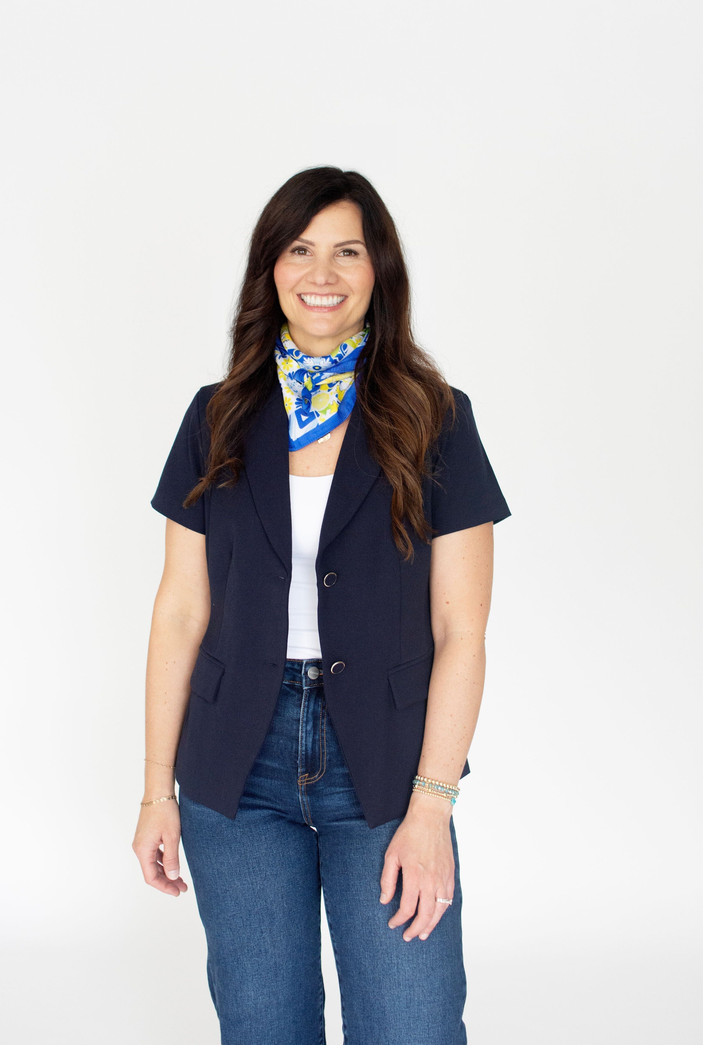 Modern Navy Tailored Short Sleeve Blazer