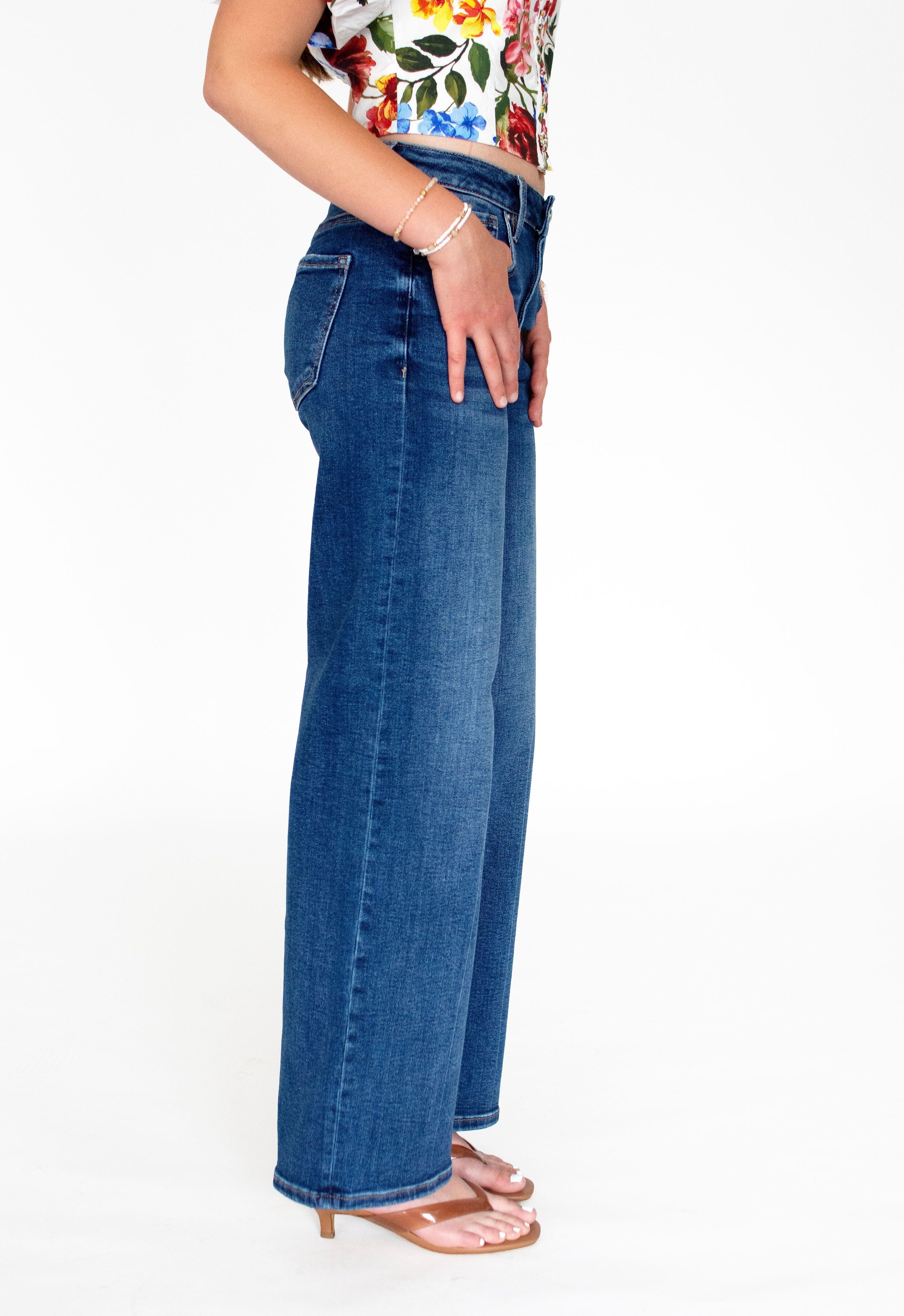 RISEN Dark Wash Slouchy Wide Leg Jeans