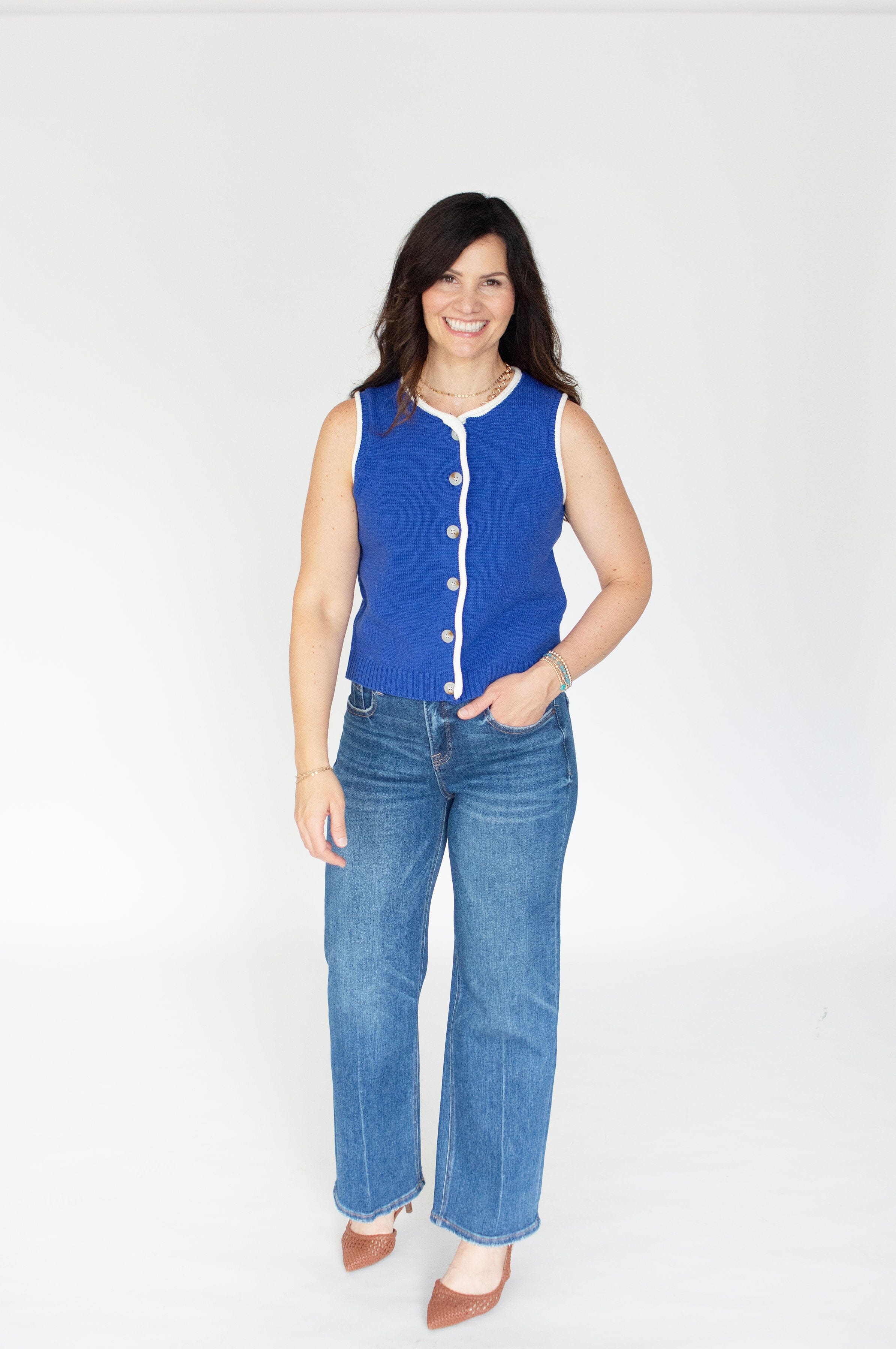 Royal Blue Button-Down Knit Vest